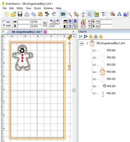 Picture of machine embroidery design in Embrilliance software at Sew Inspired by Bonnie