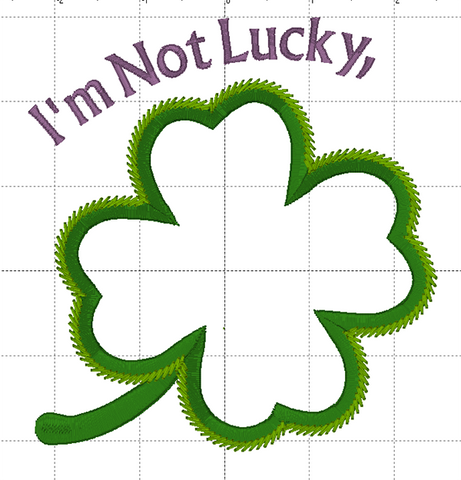 Picture of machine applique 4-leaf clover on Bonnie's Blog at Sew Inspired by Bonnie