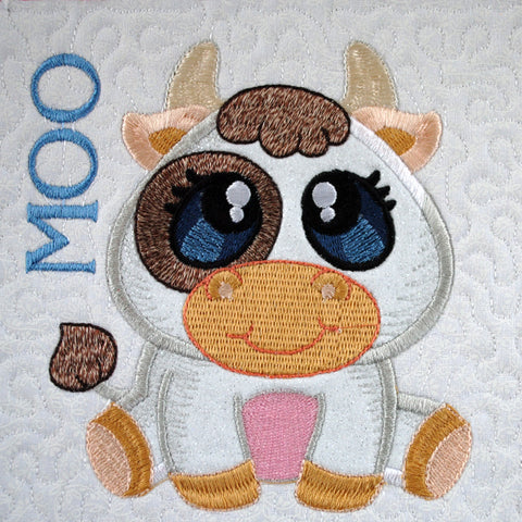 Picture of machine appliqued cow from Sew Inspired by Bonnie