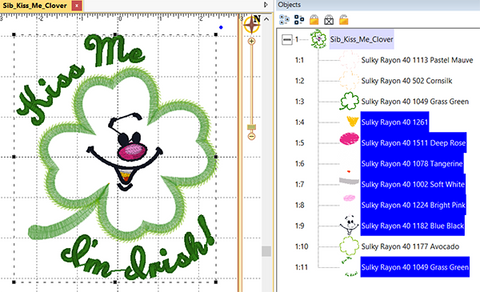 Machine applique design opened in software to remove text and face on Bonnie's Blog at Sew Inspired by Bonnie