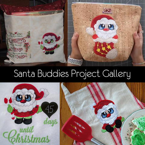 Picture of Santa machine embroidery projects at Sew Inspired by Bonnie