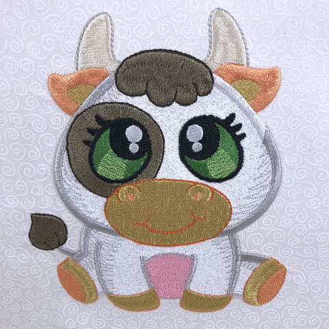 Picture of machine appliqued cow at Sew Inspired by Bonnie