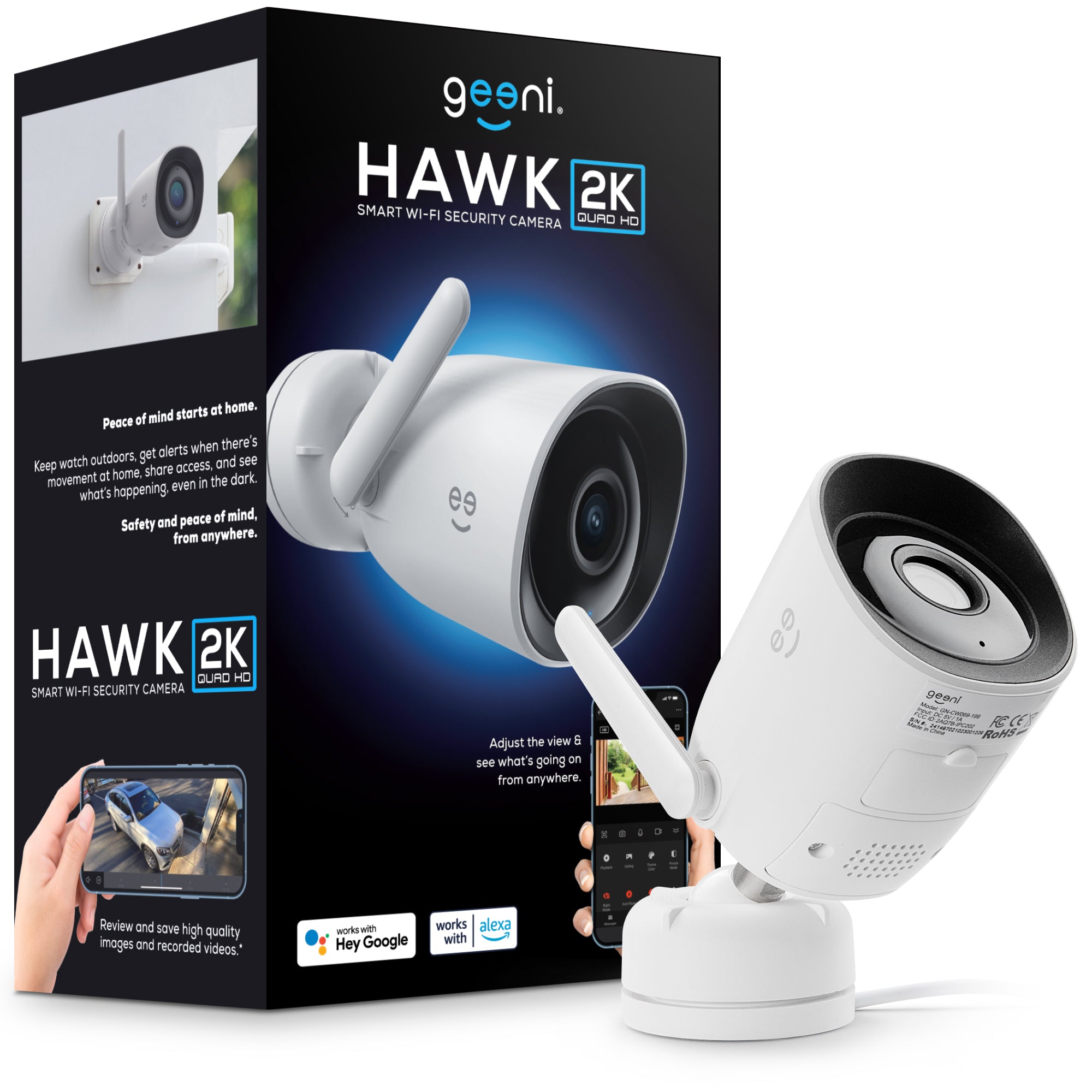 Geeni Hawk 3 Indoor/Outdoor HD 1080p Wi-Fi Wired Standard Security Camera  IP65 Weatherproof with Remote Access GN-CW033-199 - The Home Depot