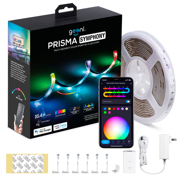 thermometer Aan de overkant spel Geeni Prisma Symphony RGBIC Tunable LED Strip Light, 16.4 ft. | Geeni  Smarthome