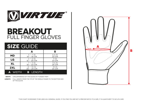 Size Guide Breakout Full Finger Gloves