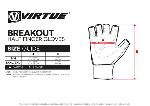 Size Guide Breakout Half Finger Gloves