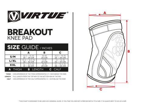 Size Guide Breakout Knee Pads