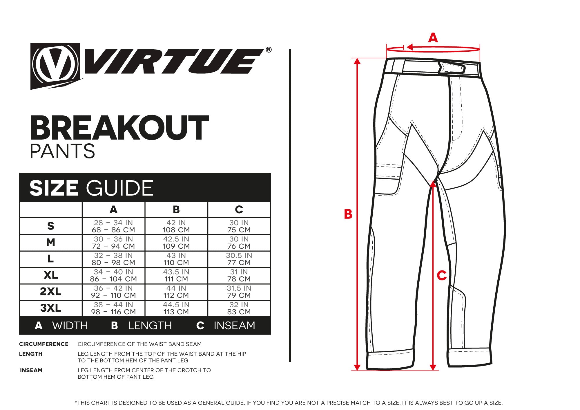 Pants Inseam Size Chart