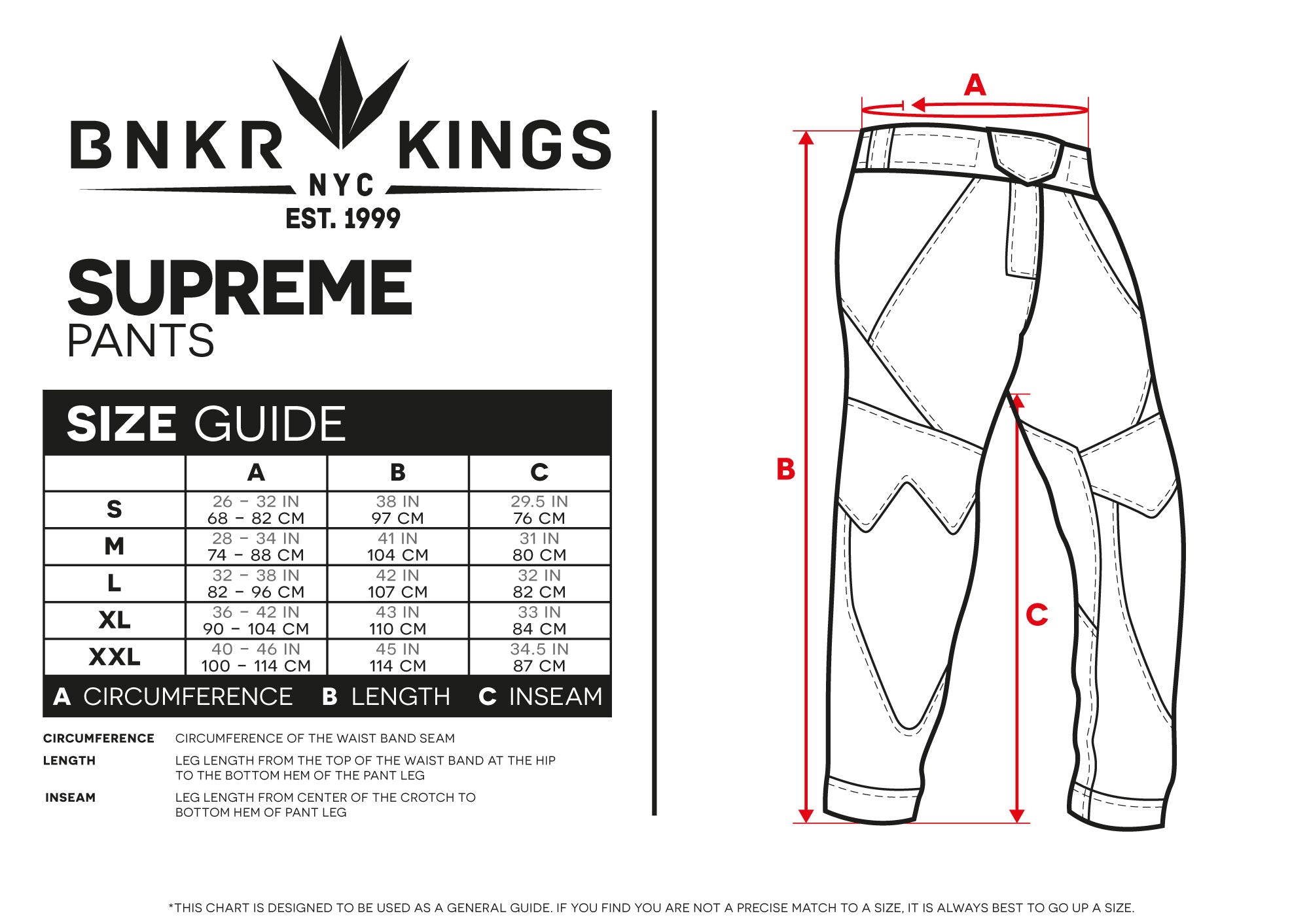 J Pants Size Chart