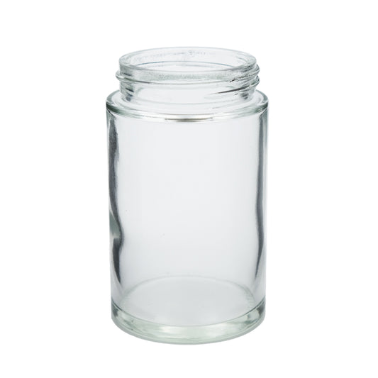 4 oz Clear Straight Sided Glass Jar with Smooth White Lid