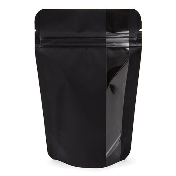 Matte Black Stand Up Zipper Bag with Vertical Window (1/2 oz to 1 oz)