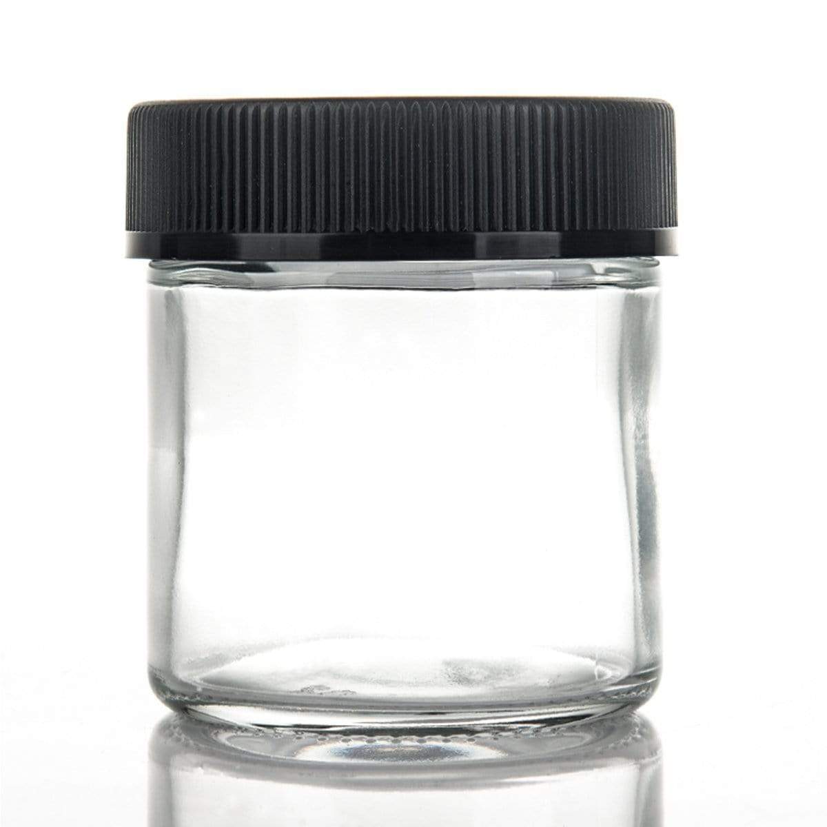 6 oz Clear Glass Jars w/ Lined White Plastic Ribbed Caps