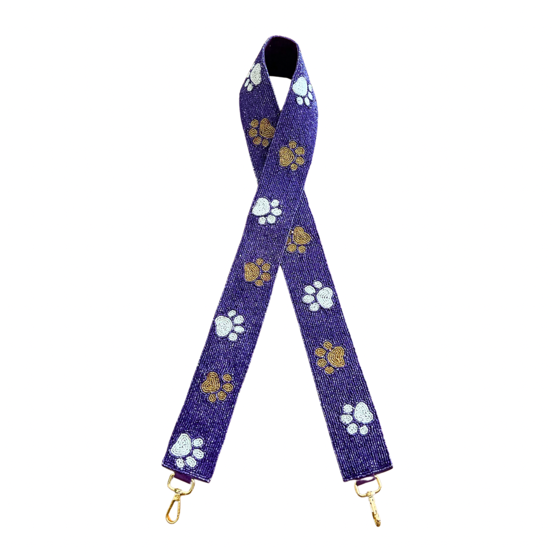 Purple and Yellow Beaded Gameday Purse Strap - Bloom and Company