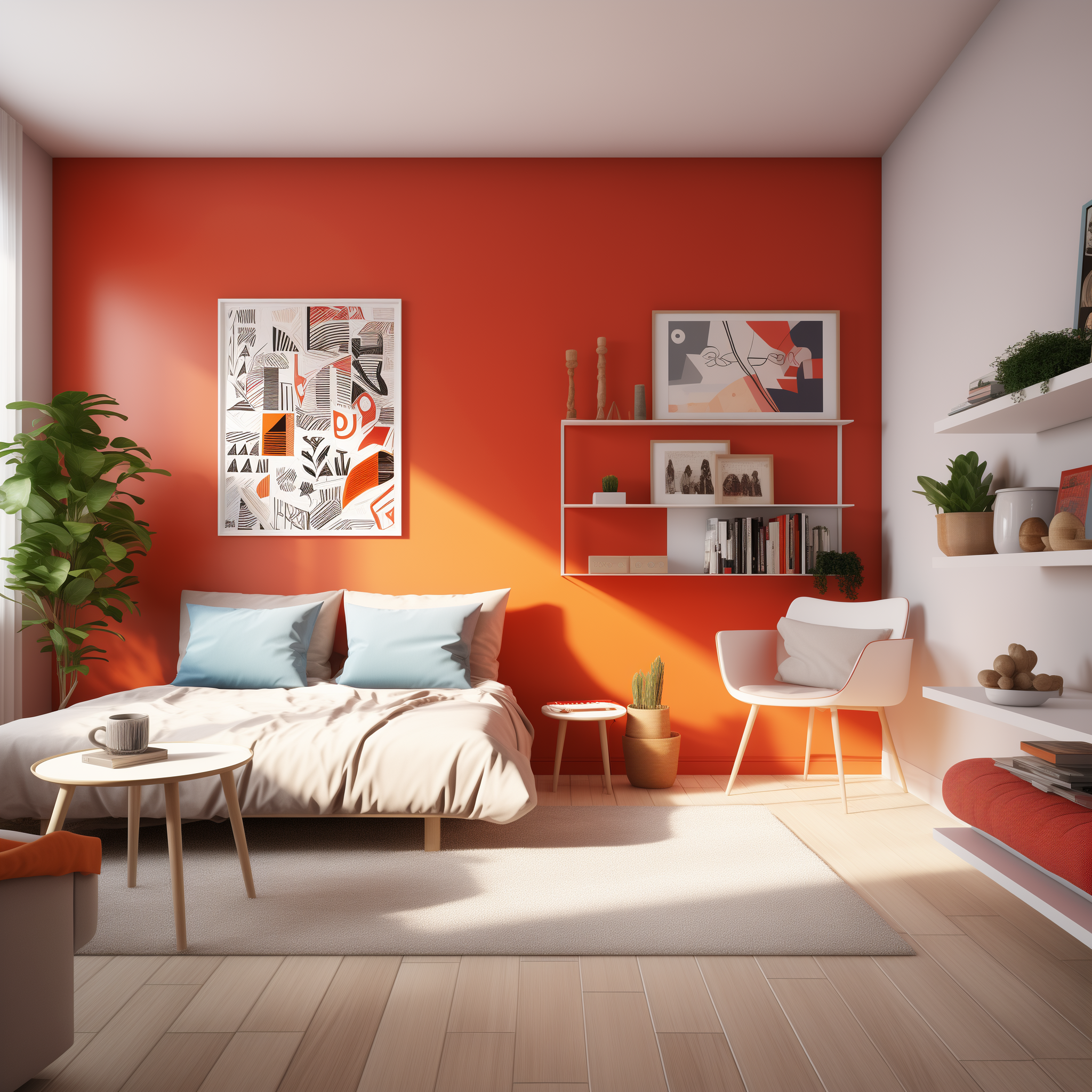 Orange accent wall