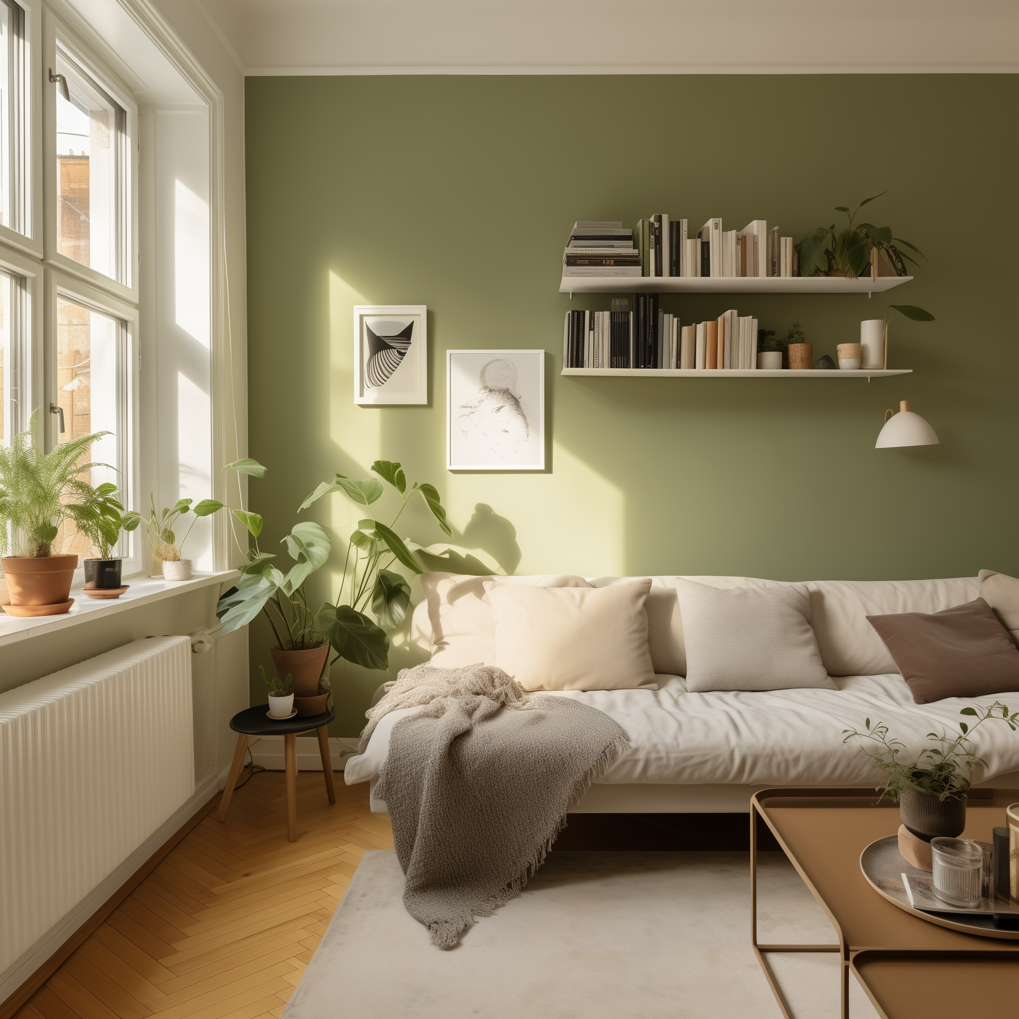 Living room with Green walls