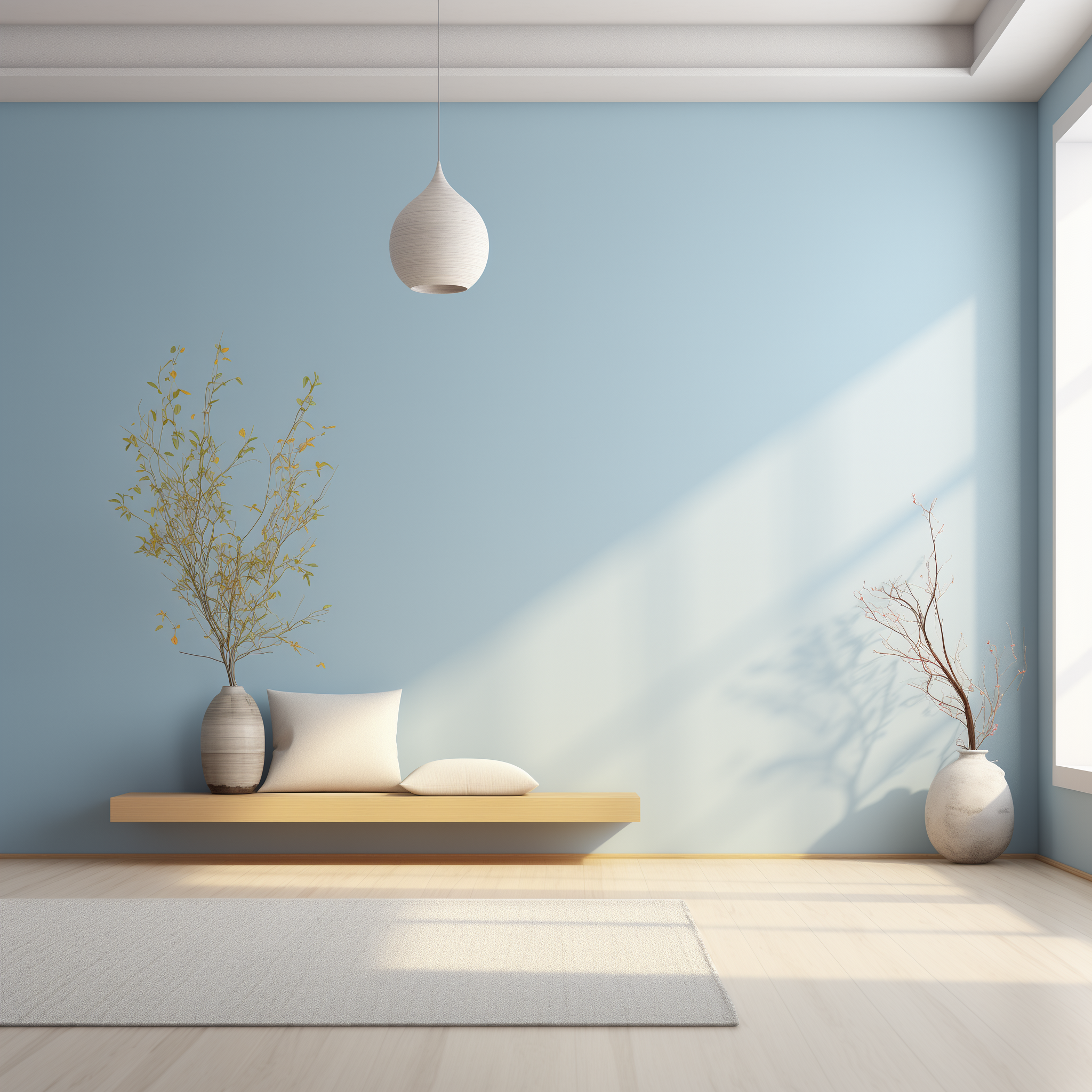 Light blue walls in relaxing room