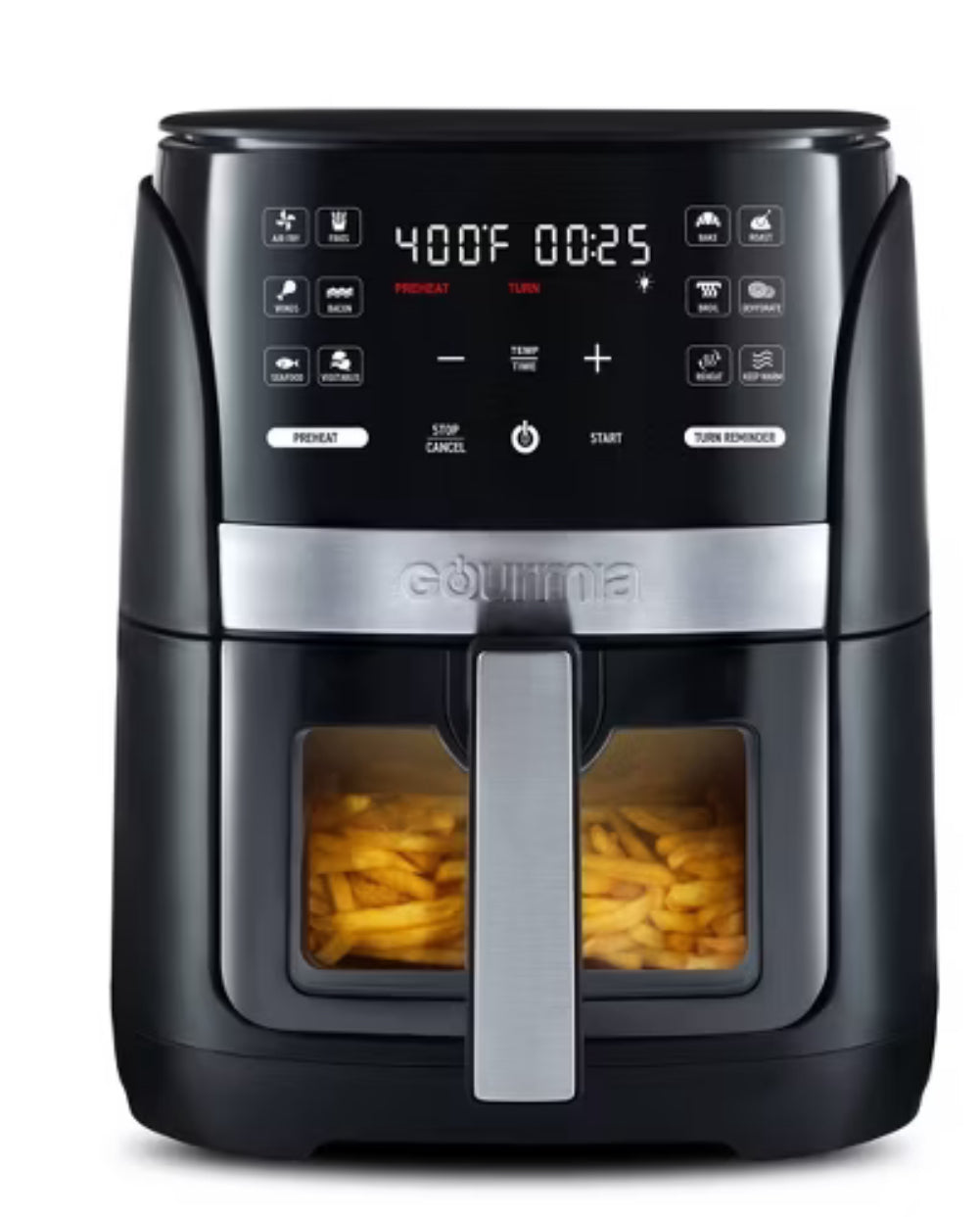 Gourmia 6-Qt Digital Window Air Fryer with 12 Presets & Guided Cooking Black: Stainless Steel! (NEW IN BOX)