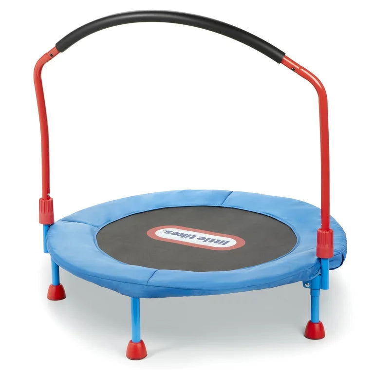 Little Tikes Easy Store 3-Foot Trampoline, with Hand Rail, Blue! (NEW IN BOX)