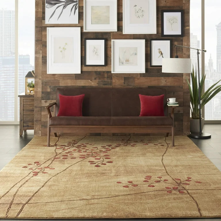 Nourison Somerset Modern Botanical Latte 9' x 12' Area Rug, (9' x 12')! (NEW - FOLDED IN PLASTIC!)