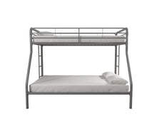 DHP Dusty Twin over Full Metal Bunk Bed Frame with Integrated Ladder, Silver- NEW IN BOX (minor dents from shipping, photos shown)
