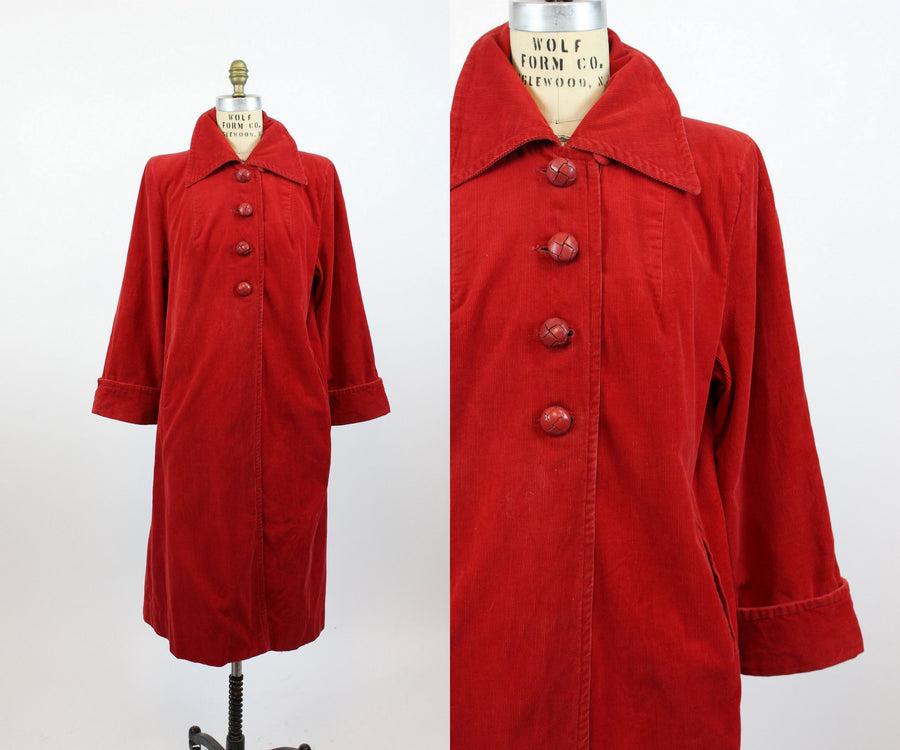1940s red corduroy coat medium large 