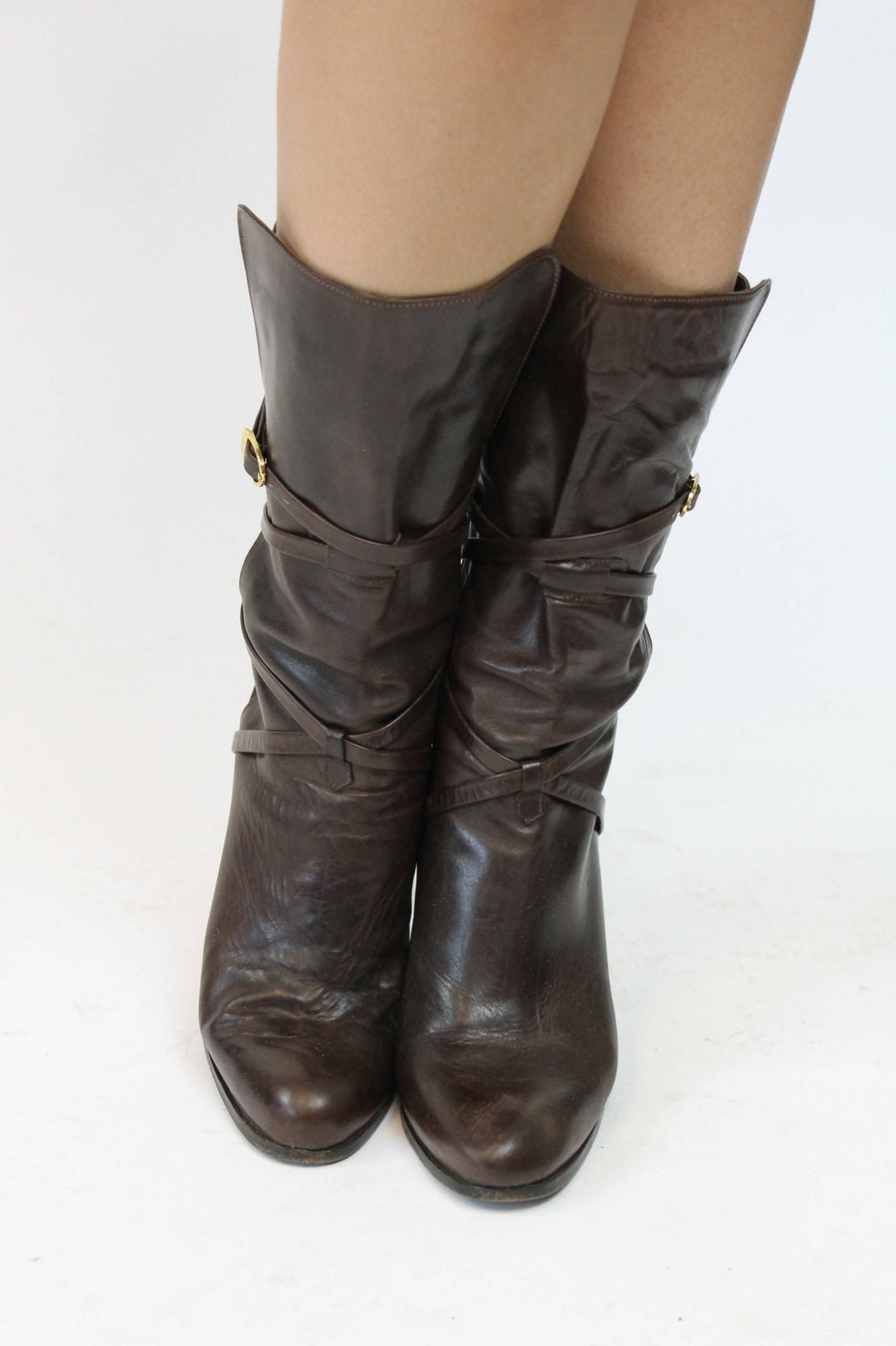 strappy leather boots