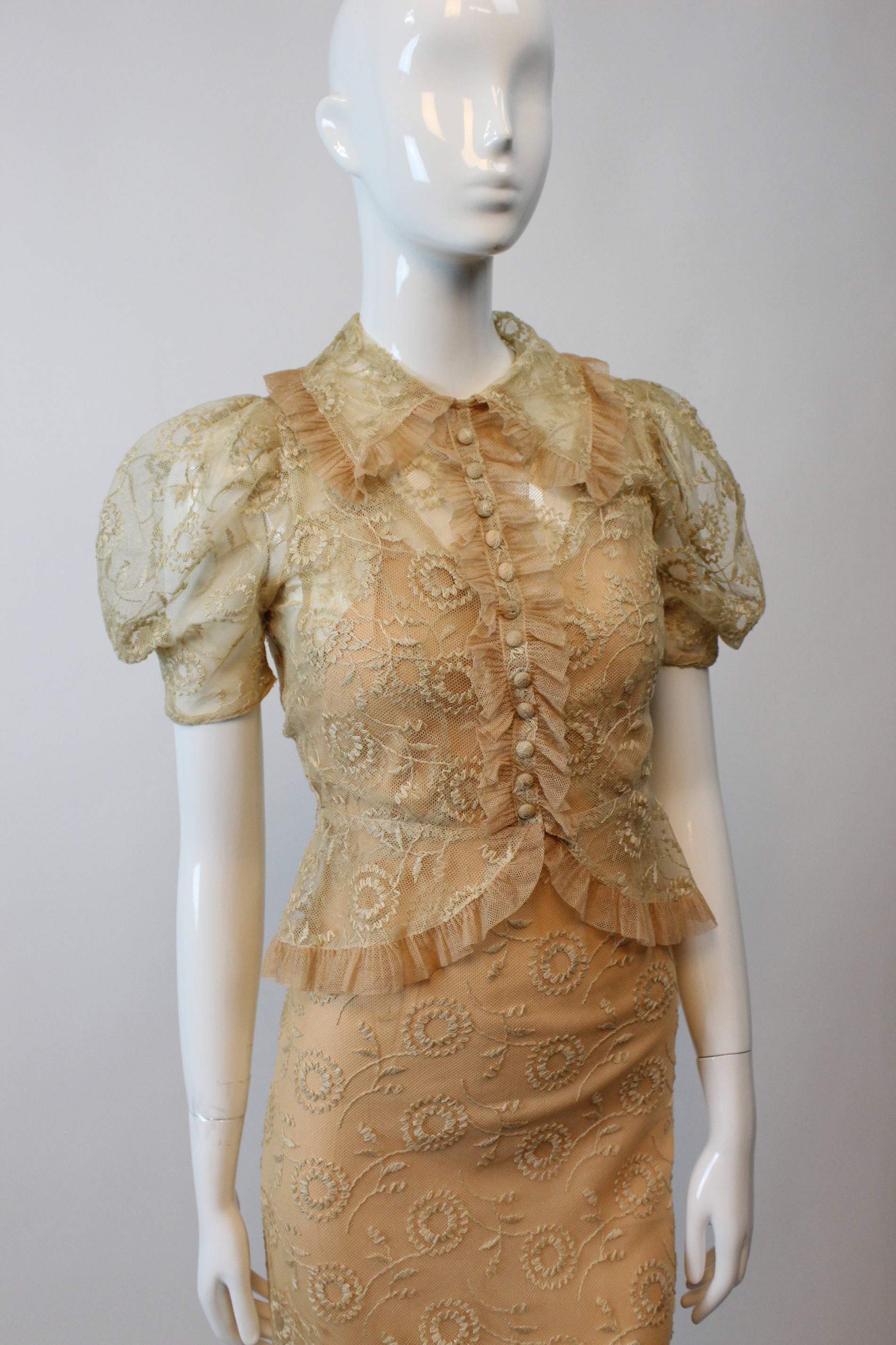 1930s tambour lace dress three pieces xs | new spring – Crush Vintage