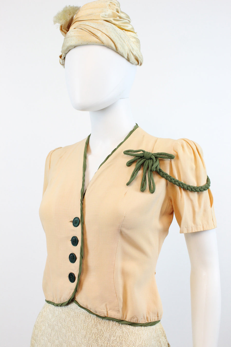 1940s epalulet blouse small | vintage rayon blouse