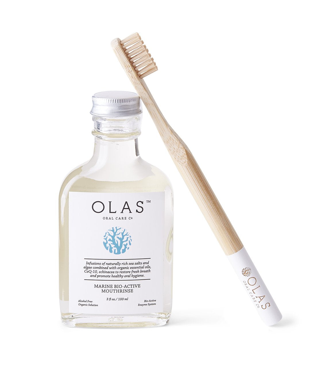 OLAS Mouthrinse and Bamboo Toothbrush, Natural