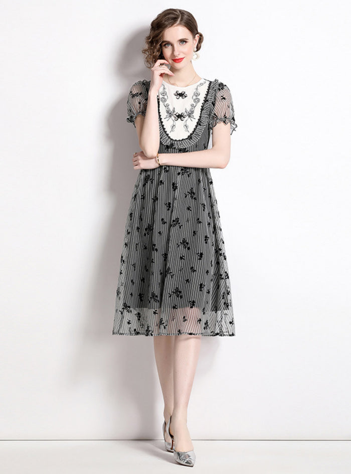 A-Line Print Puff Sleeve Dress – Lilacoo