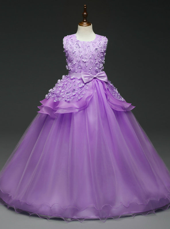 Princess Wedding Bridesmaid Long Flower Girl Dress – Lilacoo