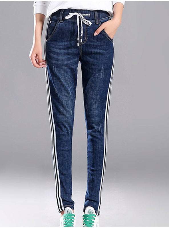 plus size jeans with side stripe