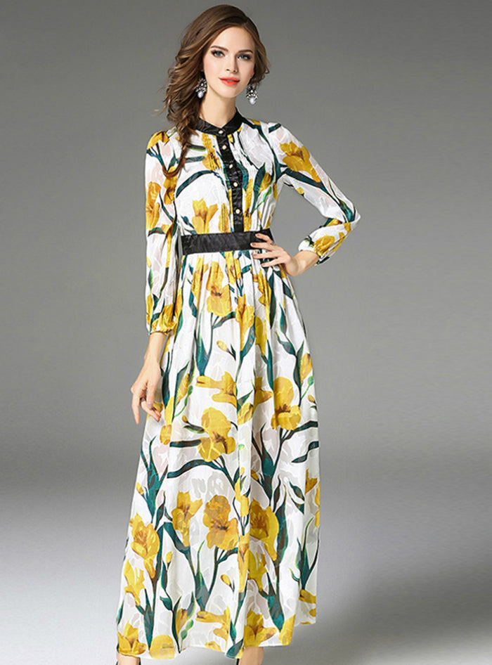 Printed A-Line Dress Maxi Party Chiffon Dress – Lilacoo