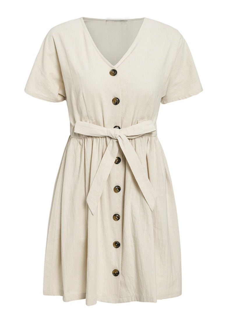 Women Dress Shirt V neck Short Sleeve Cotton – Lilacoo