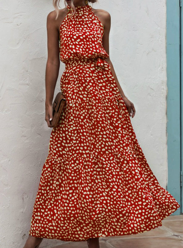 Beach Long Print Flowers Polka-dot strap Dress – Lilacoo