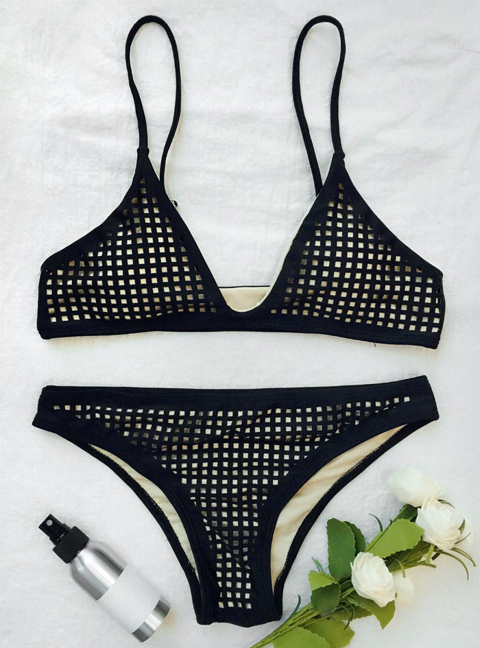 Square Laser Cut Bikini Top And Bottoms Bikini Set – Lilacoo