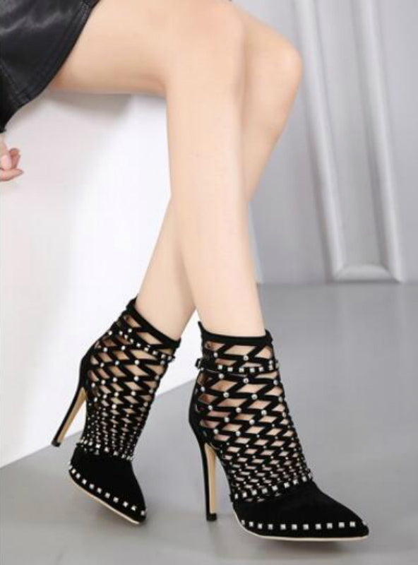 studded cut out ankle boots