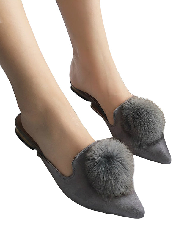 flat shoes pompom