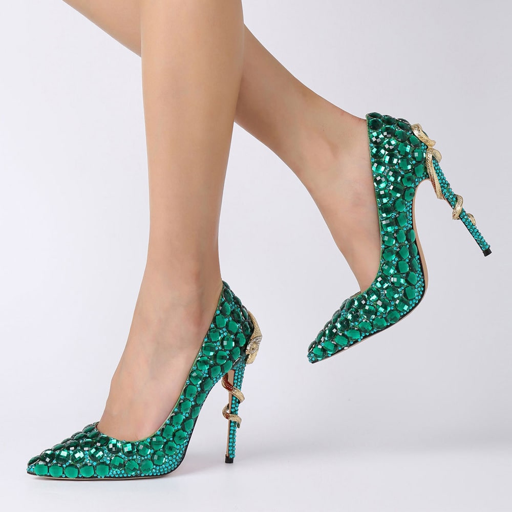 green heels for wedding