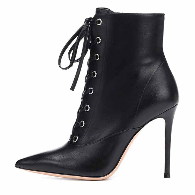 Women's Ankle boots Classic Lace Up Pointed Toe Booties Shoes – SD ...