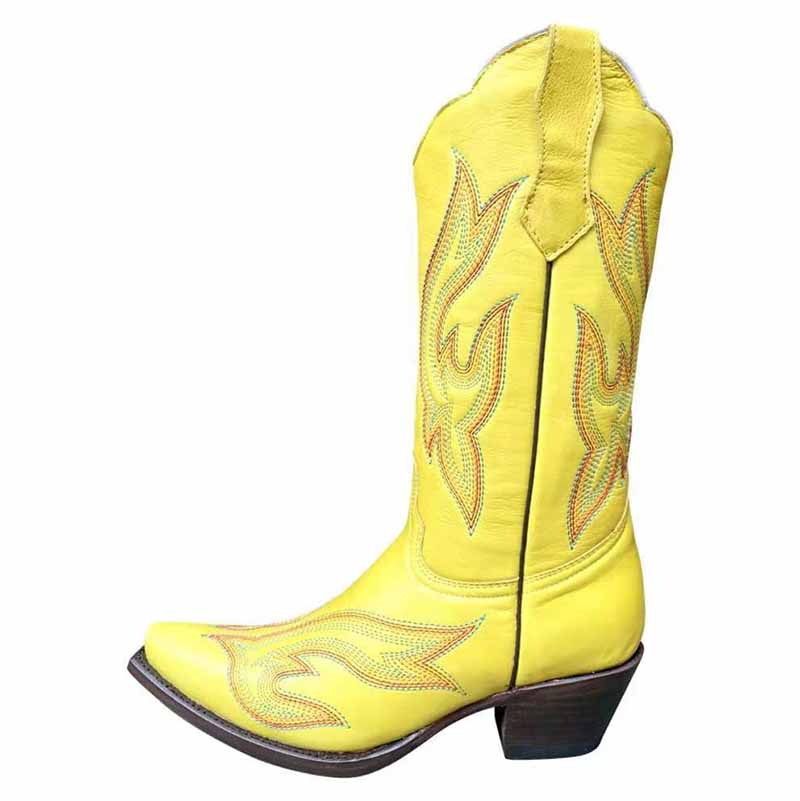 Women Cowboy Western Boots Yellow | Pink | Orange