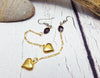 Shoulder Duster Garnet & Gold Heart Earrings
