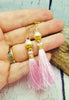 Boucles d'Oreilles Pompon Rose & Perle d'Eau Douce