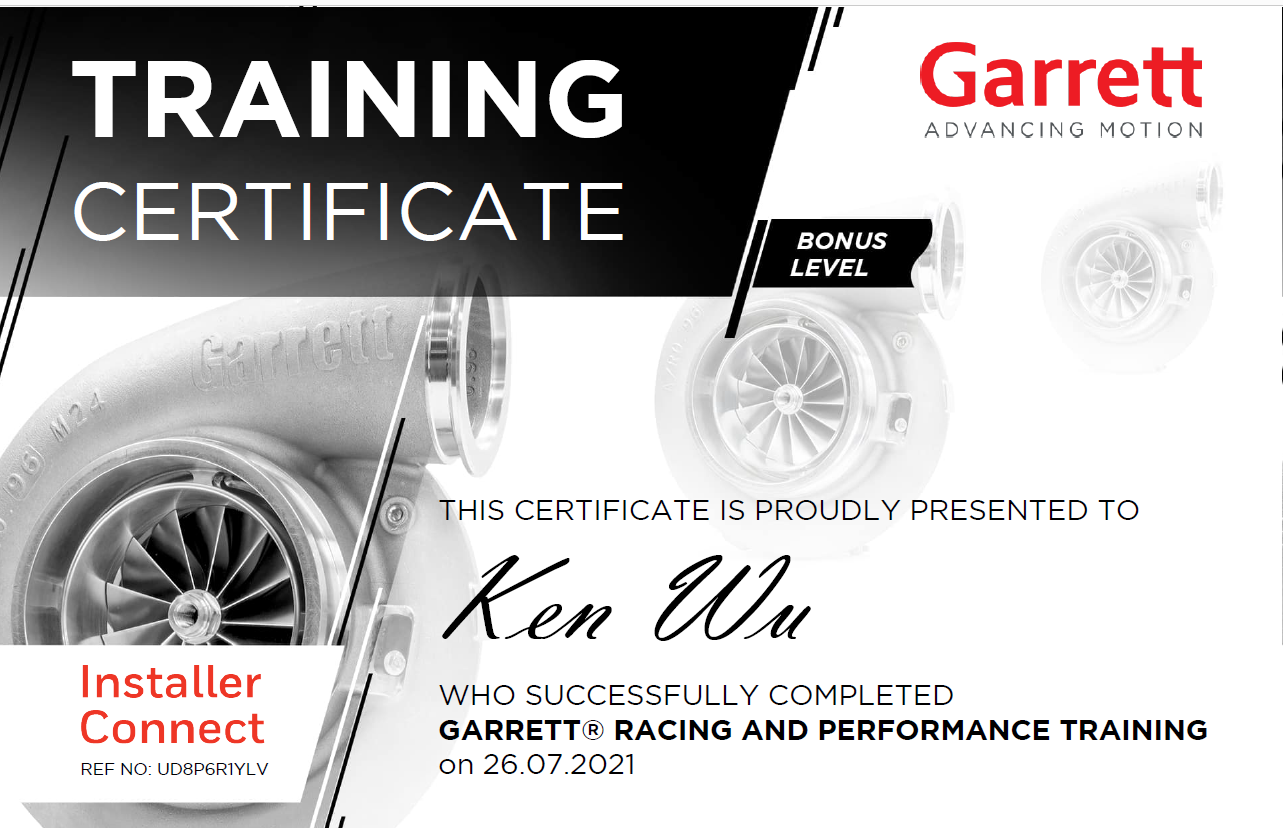 Garrett Installer connect certification by Kinugawa Turbo Systems