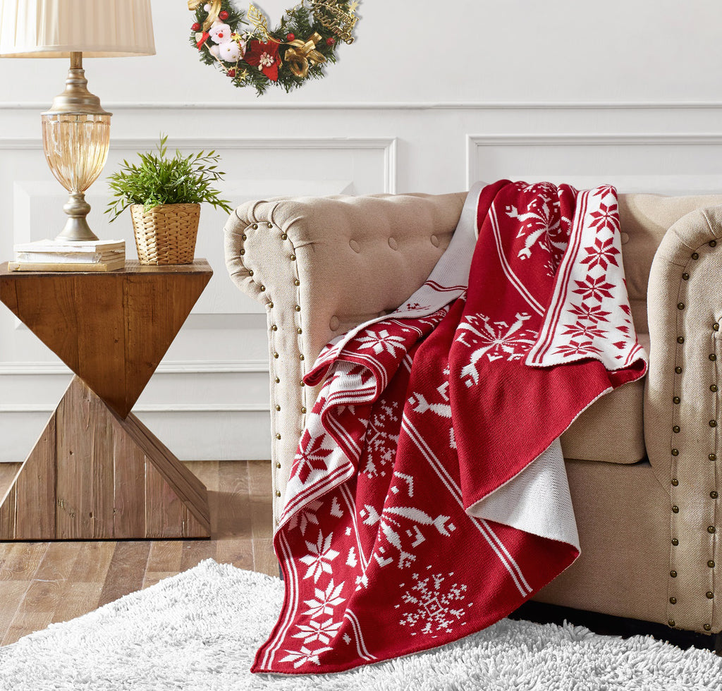 Christmas Pattern Knitted Throw Blanket Fabritones