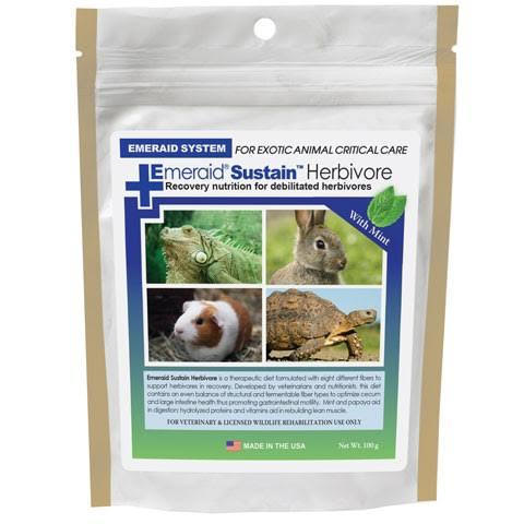 Silver bag of EmerAid Sustain Herbivore Pet Food