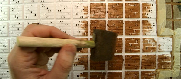 Painting comb textured tabletop terrain floorboards