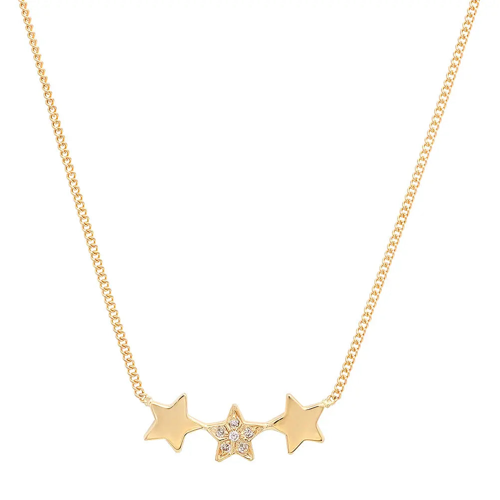 Three Star Dainty Diamond Necklace | Initial Necklace | Dana Seng ...