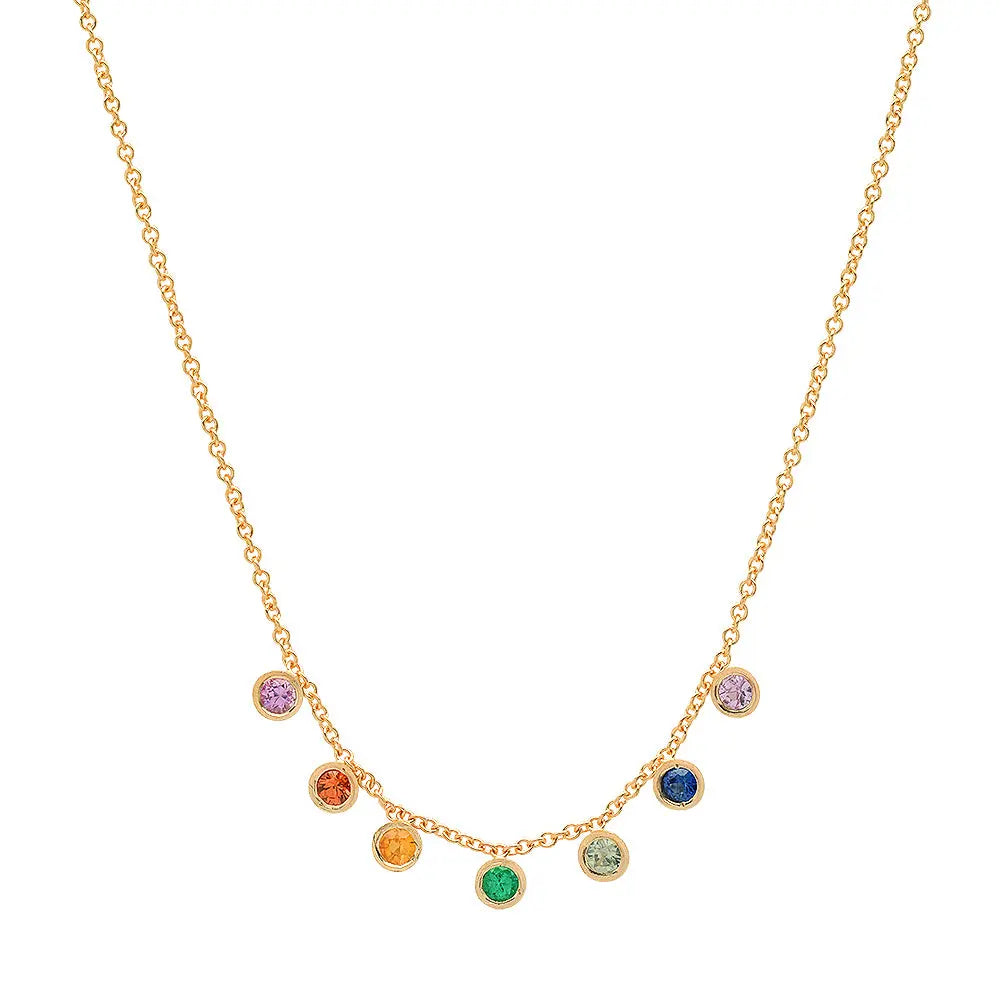 Multi Colored Sapphire Necklace Set in 18k White Gold With Single Yellow  Sapphire Star Pendant, | World's Best