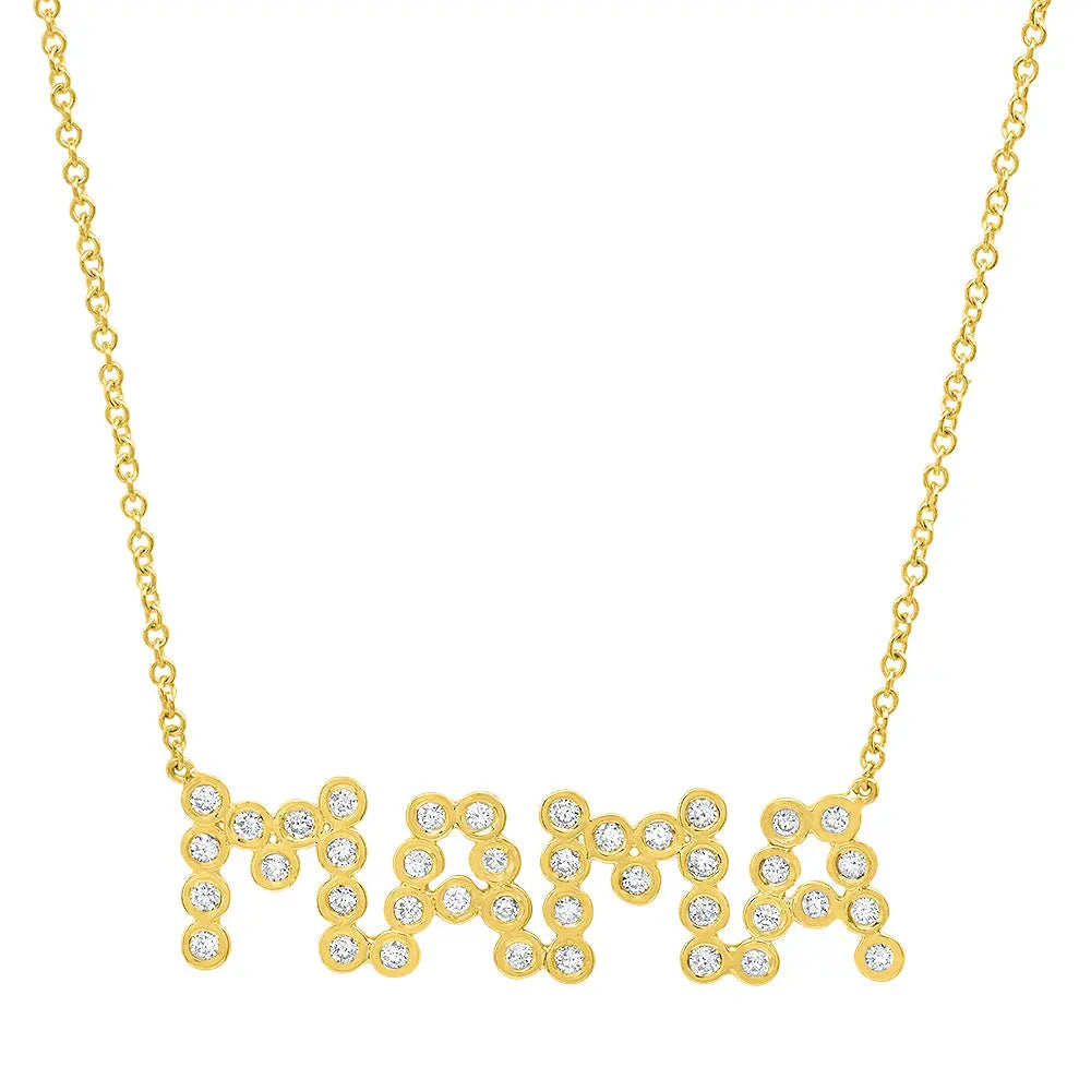 14k Diamond Script Mama Necklace – FERKOS FJ